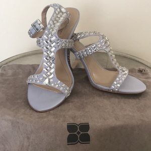 Jeweled BCBG silver heel